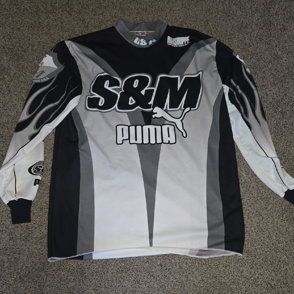 Puma Men's Black and White Graphic Jersey